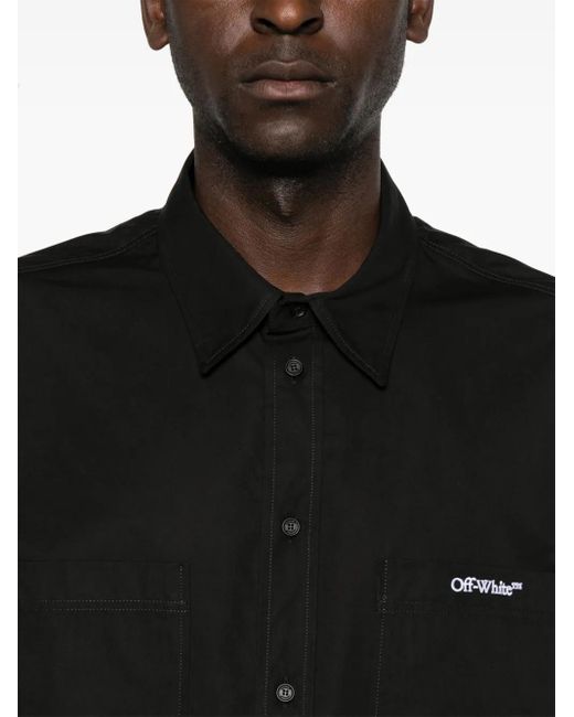 Off-White c/o Virgil Abloh Black Bookish Summer Poplin Short Sleeve Shirt for men