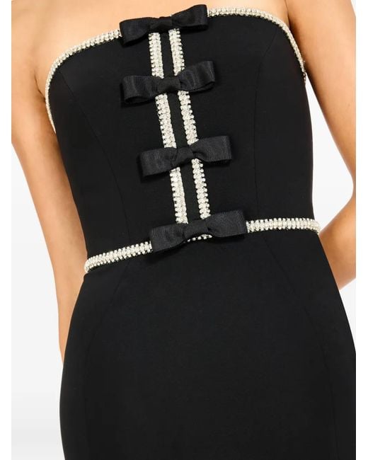 Jenny Packham Black Odette Bow-Embellished Beaded Midi Dress