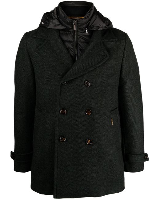 Moorer Eligio Herringbone-pattern Coat in Black for Men | Lyst