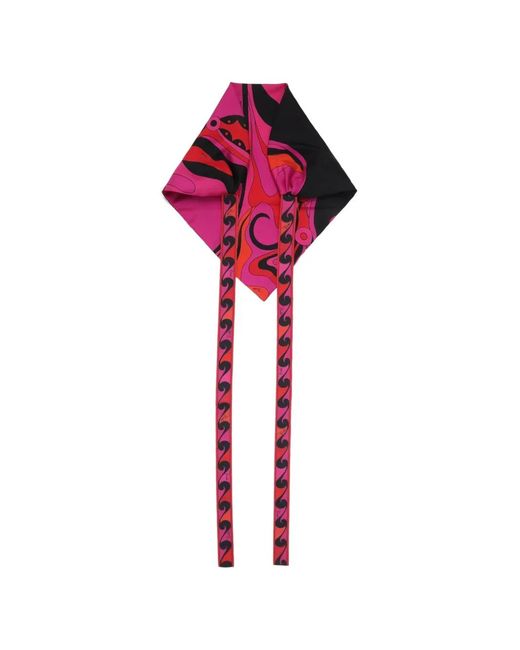 Emilio Pucci Red Abstract-Print Silk Headscarf