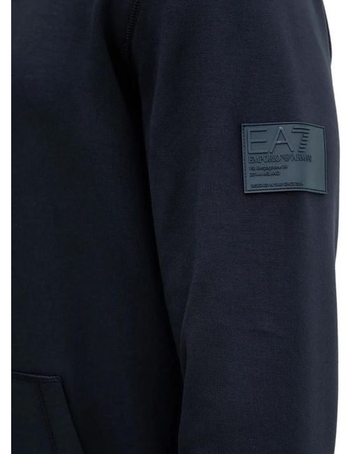 EA7 Blue Logo-Patch Sweatshirt for men