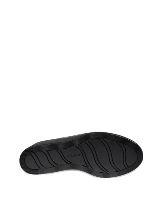 Clarks Black Leopard Print Wedge Sandals