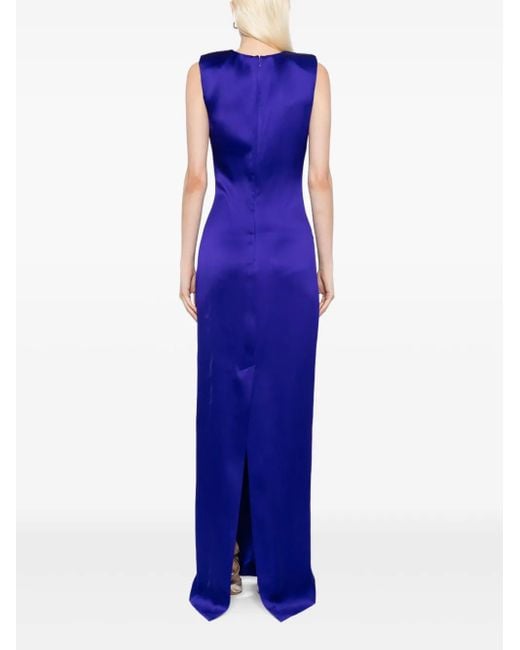 Tom Ford Blue Ruched Detailing Evening Dress