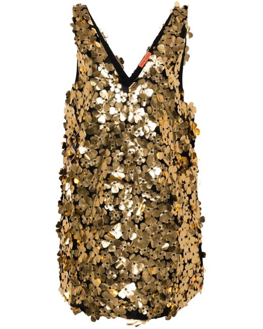 Vestido corto Elena con aplique floral Stine Goya de color Metallic