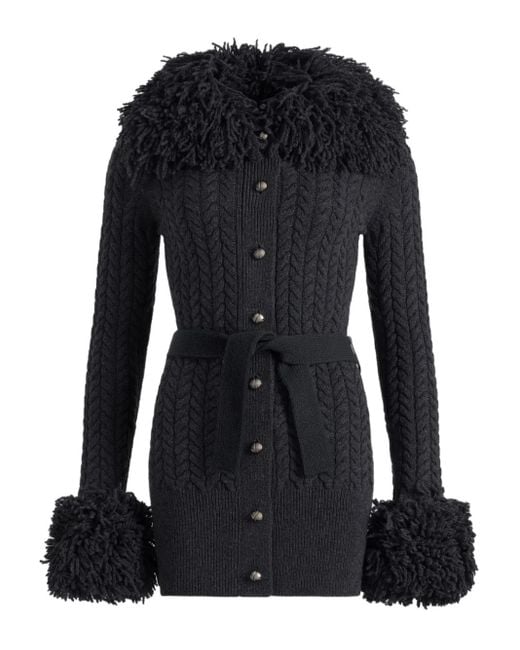 Patou Kabelgebreid Vest Met Franje Afwerking in het Black
