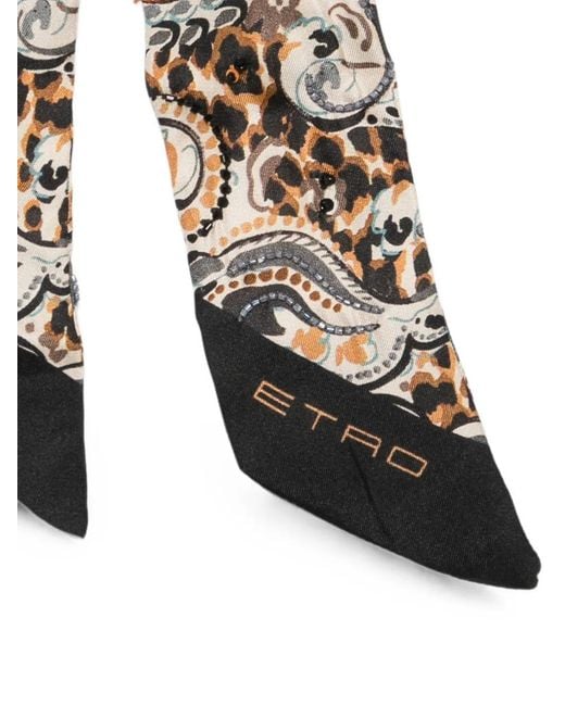Etro White Leopard-Print Paisley-Pattern Scarf