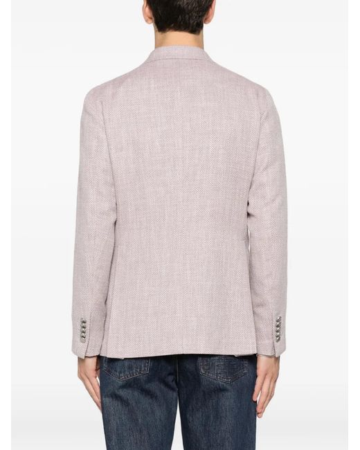 Tagliatore Pink Double-Breasted Herringbone Blazer for men