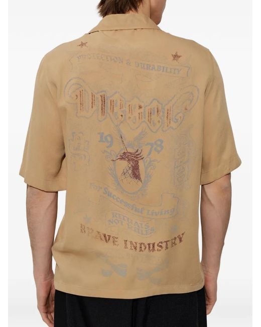DIESEL Natural S-Ketlir Embroidered Short-Sleeve Shirt for men