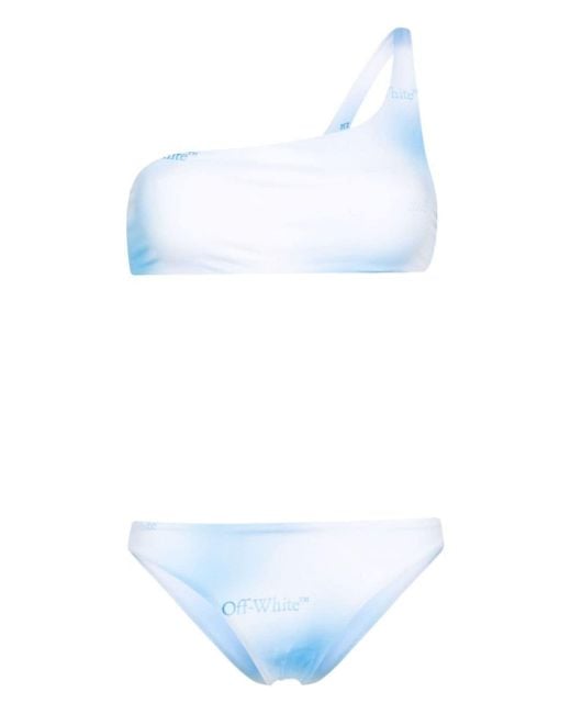 Off-White c/o Virgil Abloh White Logo-print Ombré Bikini