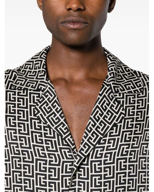 Chemise à imprimé monogrammé Balmain pour homme en coloris Black