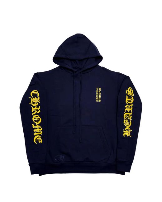 Chrome Hearts Blue Logo-Print Drawstring Hoodie for men
