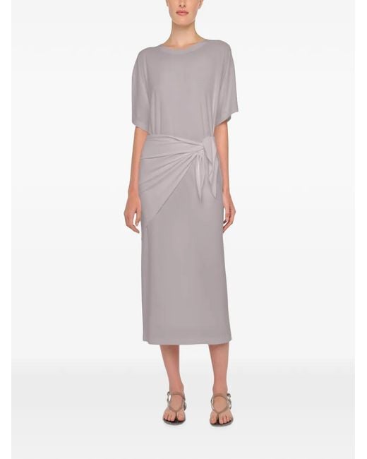Norma Kamali Gray Short-Sleeve Boxy Midi Dress