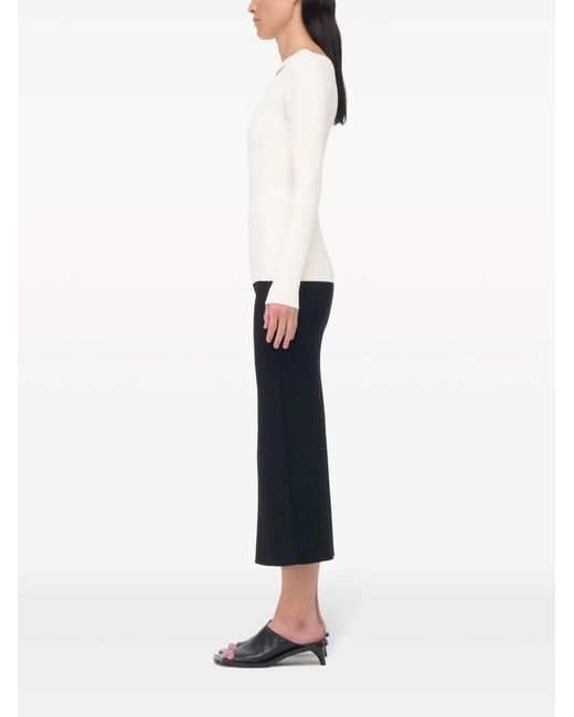 Another Tomorrow White Cut-Out Knitted Top