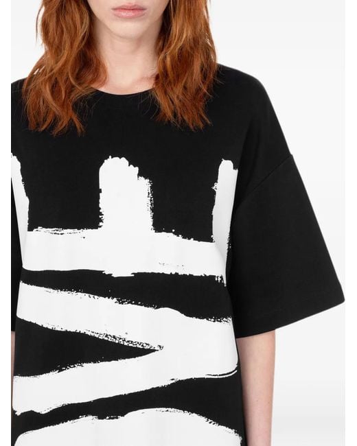 Love Moschino Black Printed Cotton Jersey Dress