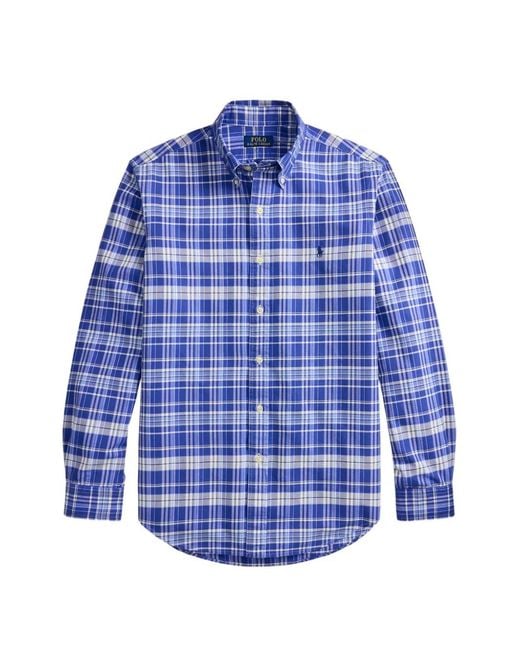 Polo Ralph Lauren Blue Plaid Oxford Shirt for men