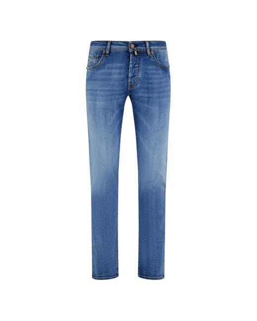 Jacob Cohen Blue Whiskered Slim-Fit Jeans for men