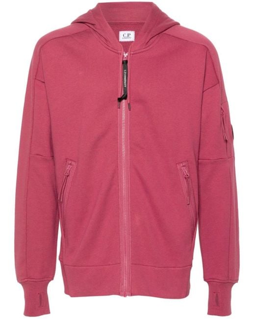 C P Company Pink Lens-detail Cotton Hoodie for men