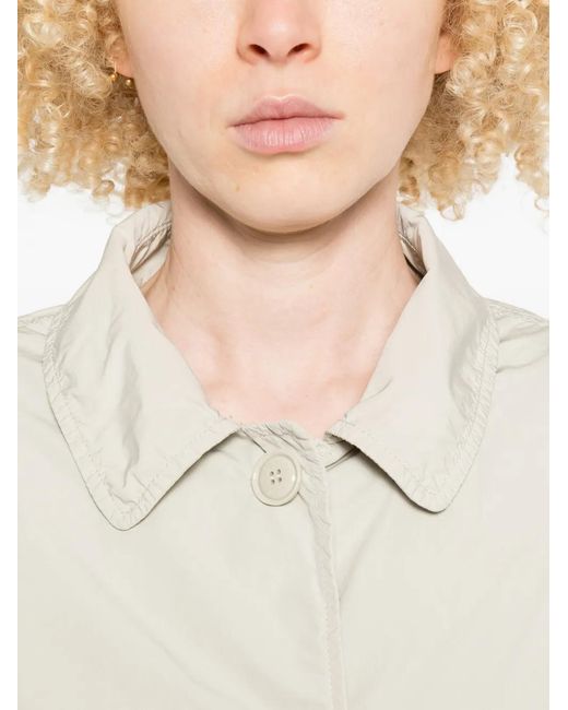 Aspesi White Manteau Mi-Long Droit