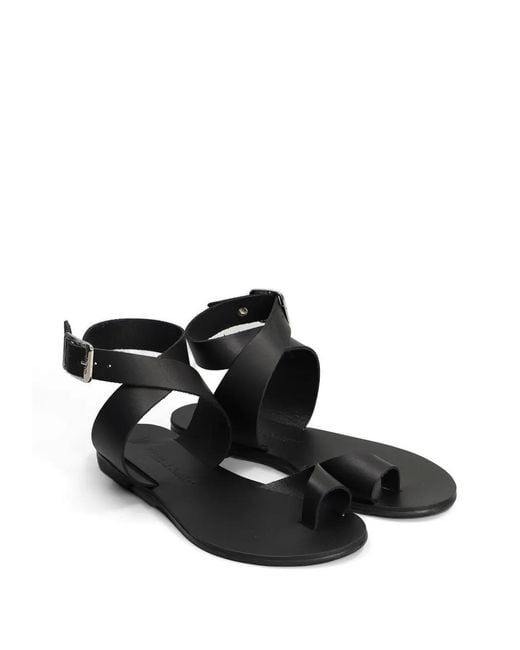 NICOLAS LAINAS Black Toe-Loop Flat Sandals