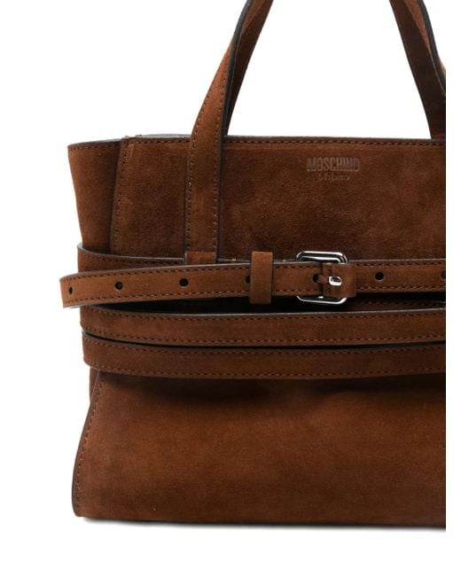 Moschino Tie Me スエードハンドバッグ Brown