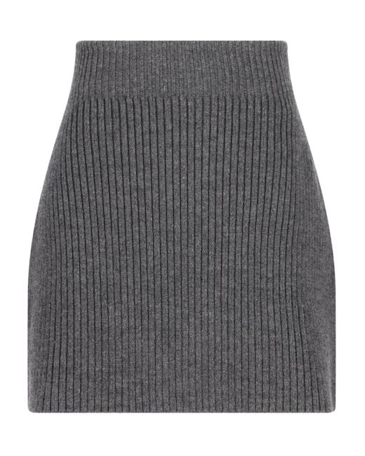 Givenchy Gray Ribbed-Knit Mini Skirt