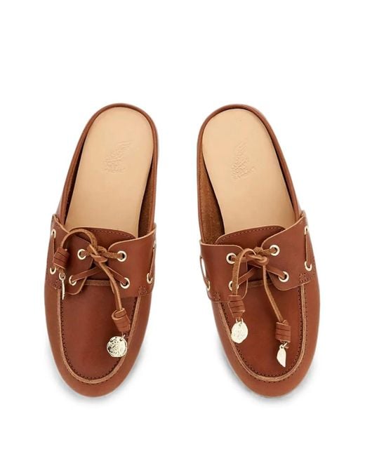 Ancient Greek Sandals Brown Naveta Lace-Up Ballet Flats