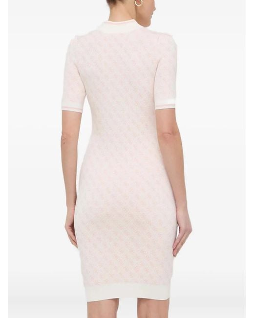 Guess White Short-Sleeve Patterned Dress