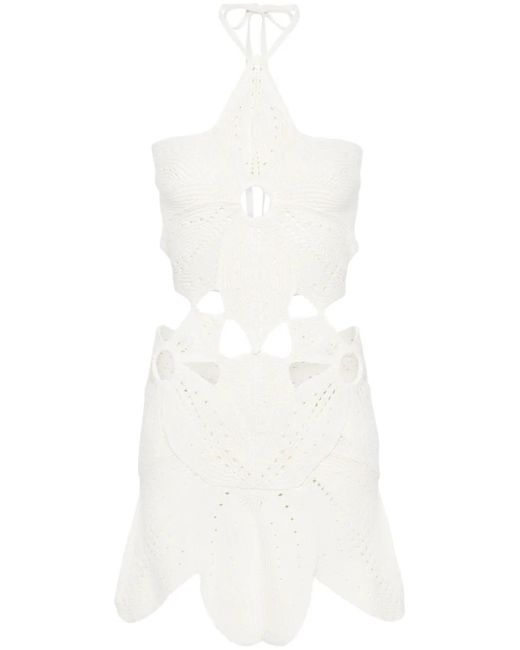 Cult Gaia White Floreana Knit-cotton Mini Dress