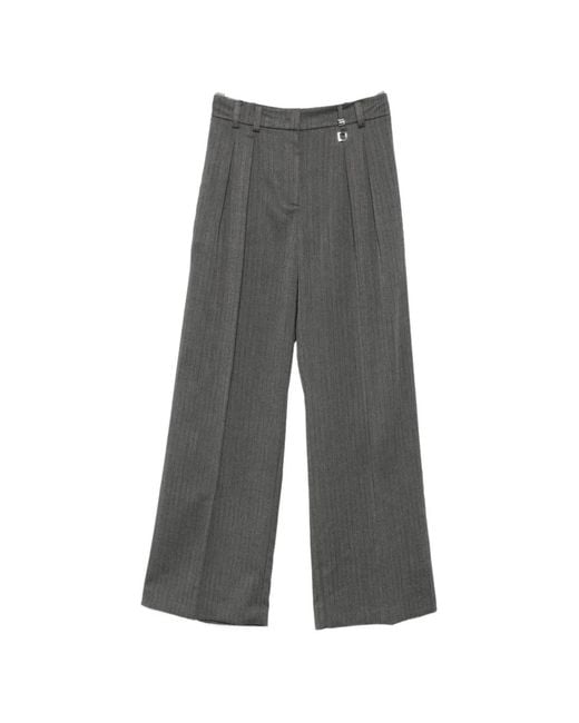 Patrizia Pepe Gray Herringbone Pleated Trousers