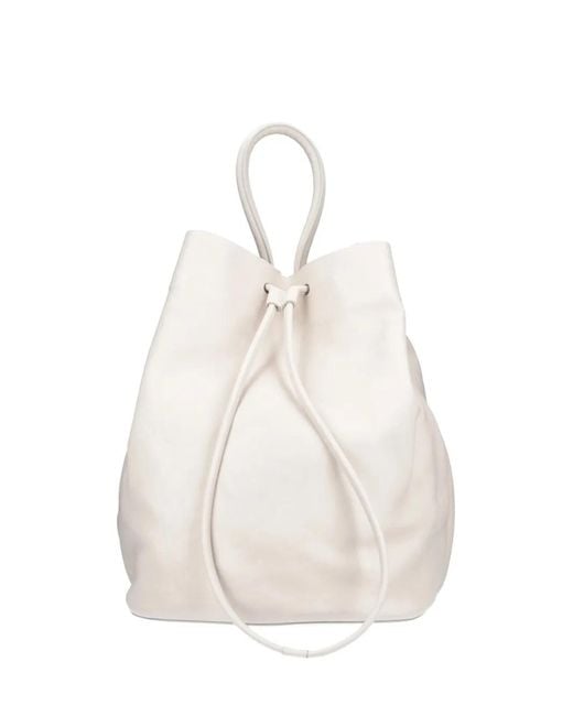 Uma Wang White Sac Seau En Cuir À Lien De Resserrage