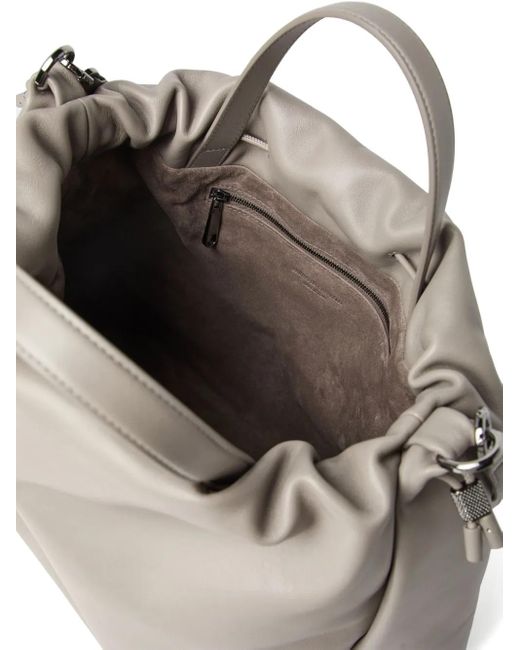 Brunello Cucinelli Gray Große Bucket-Bag Aus Soft-Leder