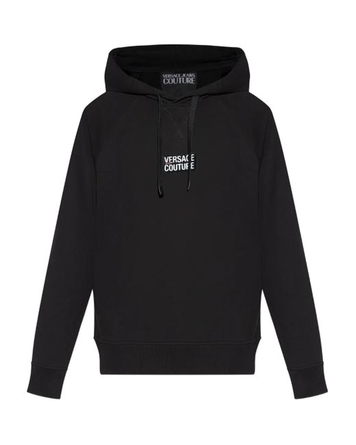 Versace Jeans Couture Black Logo-Patch Hoodie for men