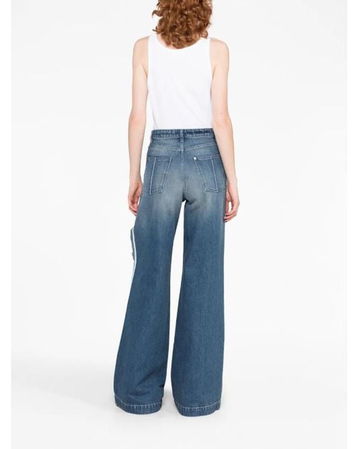 Peter Do Blue Ripped Wide-Leg Jeans