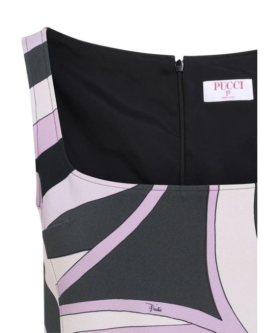 Abito Smanicato Con Stampa di Emilio Pucci in Black