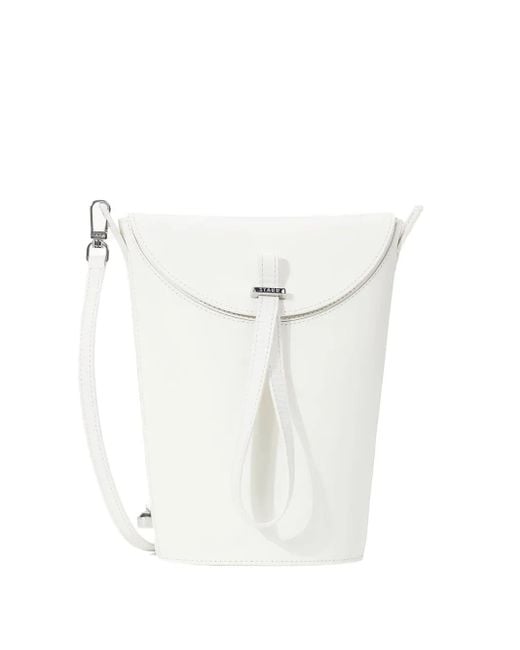 Staud White Leather Bucket Bag Top Handle
