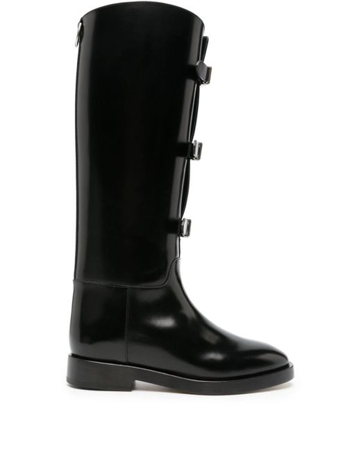 DURAZZI MILANO Black Buckled Leather Boots