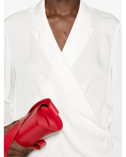 Theory White Lapel Wrap Shirt