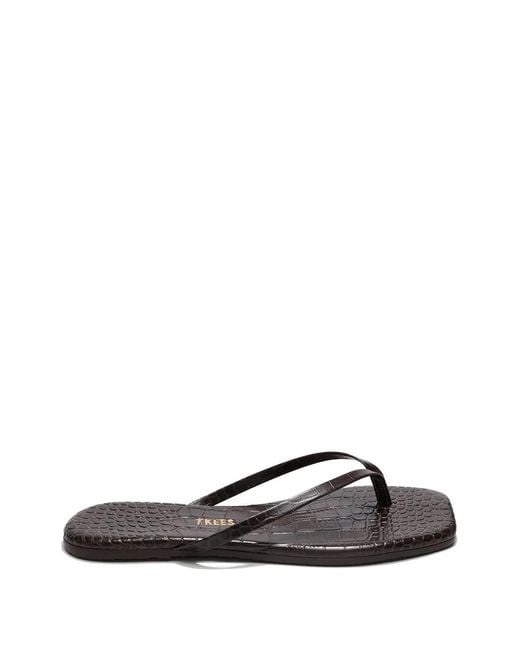 TKEES White Lily Square Croc Effect Flip-Flops