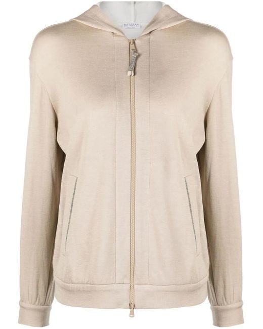 Brunello Cucinelli Natural Cotton And Silk Blend Hoodie