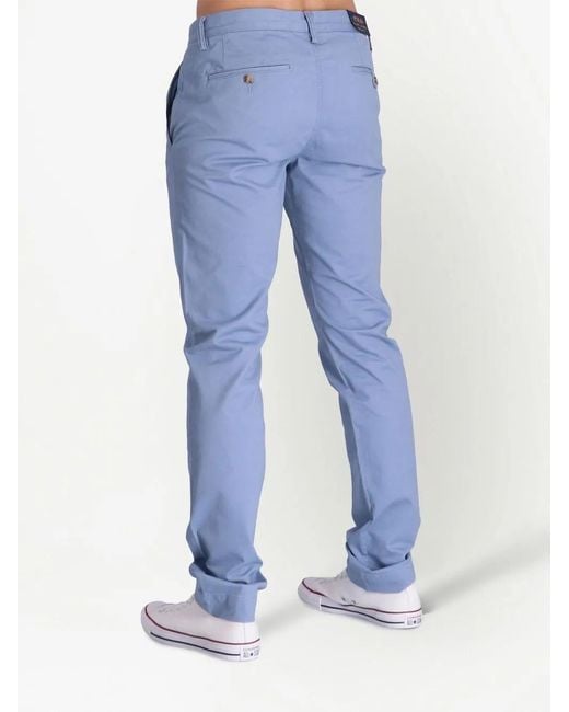 Polo Ralph Lauren Blue Cotton Straight-Leg Trousers for men