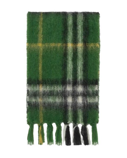Burberry Green Checked Mohair Scarf