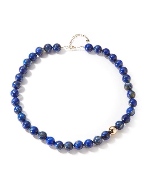 Mateo Blue Logo-charm Bead-embellished Necklace