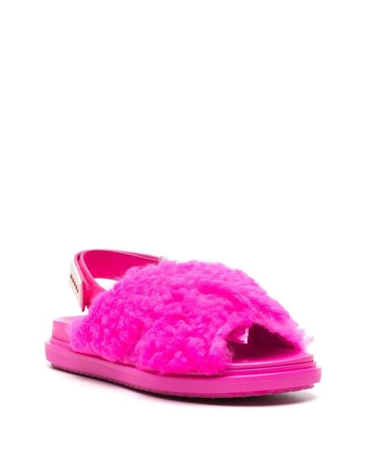 Marni Pink Fussbet Shearling Sandals