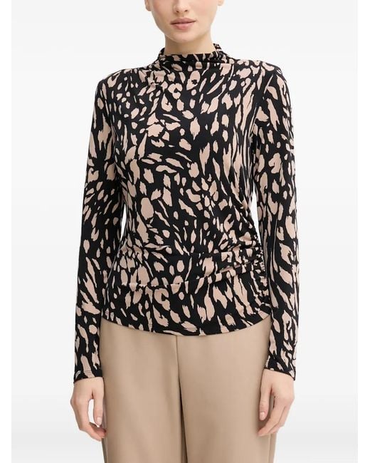 Joseph Ribkoff Black Printed Ruched Blouse