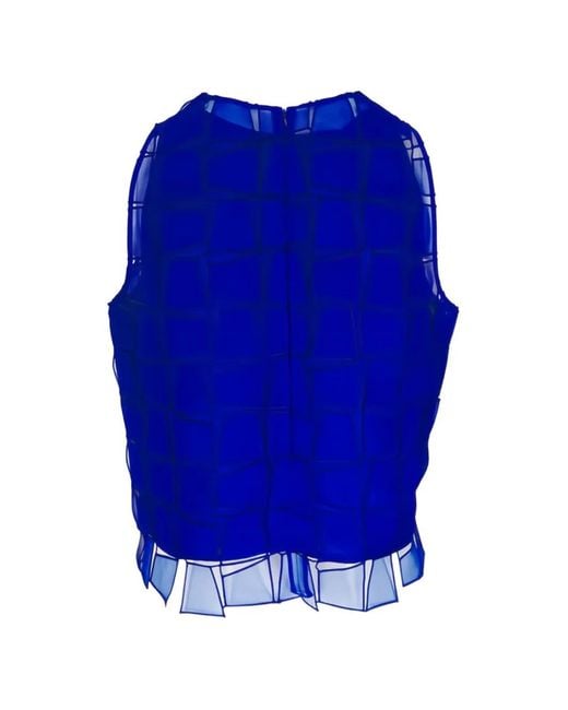 Akris Blue Patchwork Organza Blouse