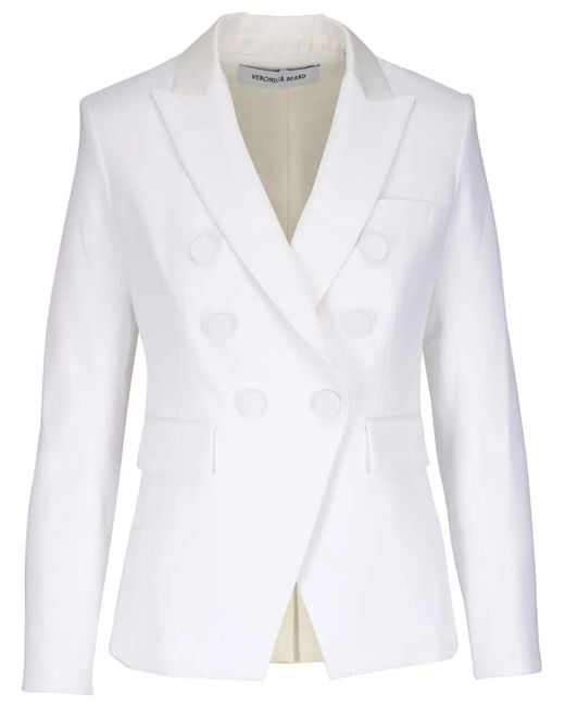 Veronica Beard White Double-Breasted Blazer