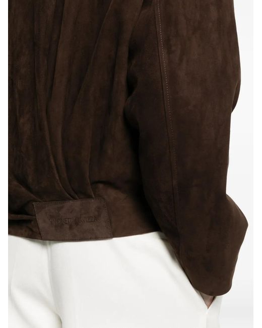Simonetta Ravizza Brown Lavy Zip-Fastening Leather Jacket