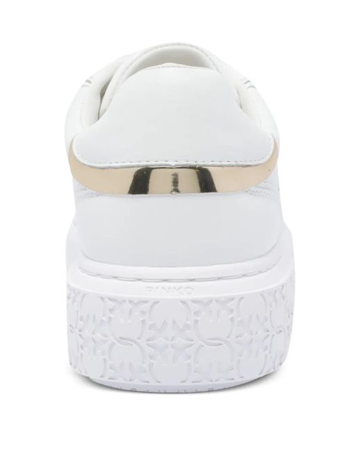 Pinko White Logo-Detail Flatform Sneakers