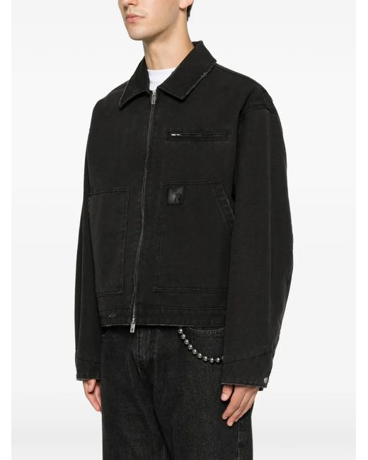 Represent Black Worker Distressed-Effect Denim Jacket for men