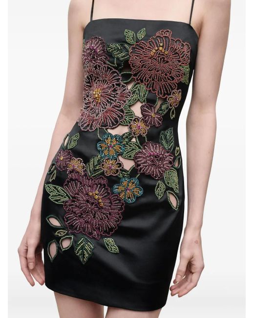 Area Black Embroidered Mini Dress